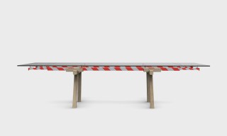the "Stripes" table is the Limited Edition of the Tracks table with the red and white stripes.