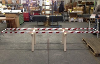 in the factory.  The very sample, with the hand-painted red & white stripes.