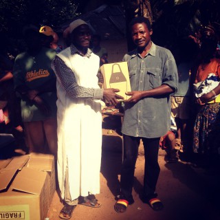 Handing out 40 free lamps in Guinea, West Africa.