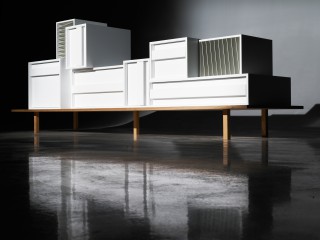 as if a classic modernist sideboard had been exploded by functions and then reasembled. 