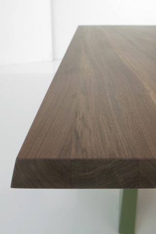 massive wooden table top detail.