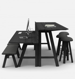 The “Split-Level” version of the BuzziPicnic table enables people to work on two different levels around a same common table.